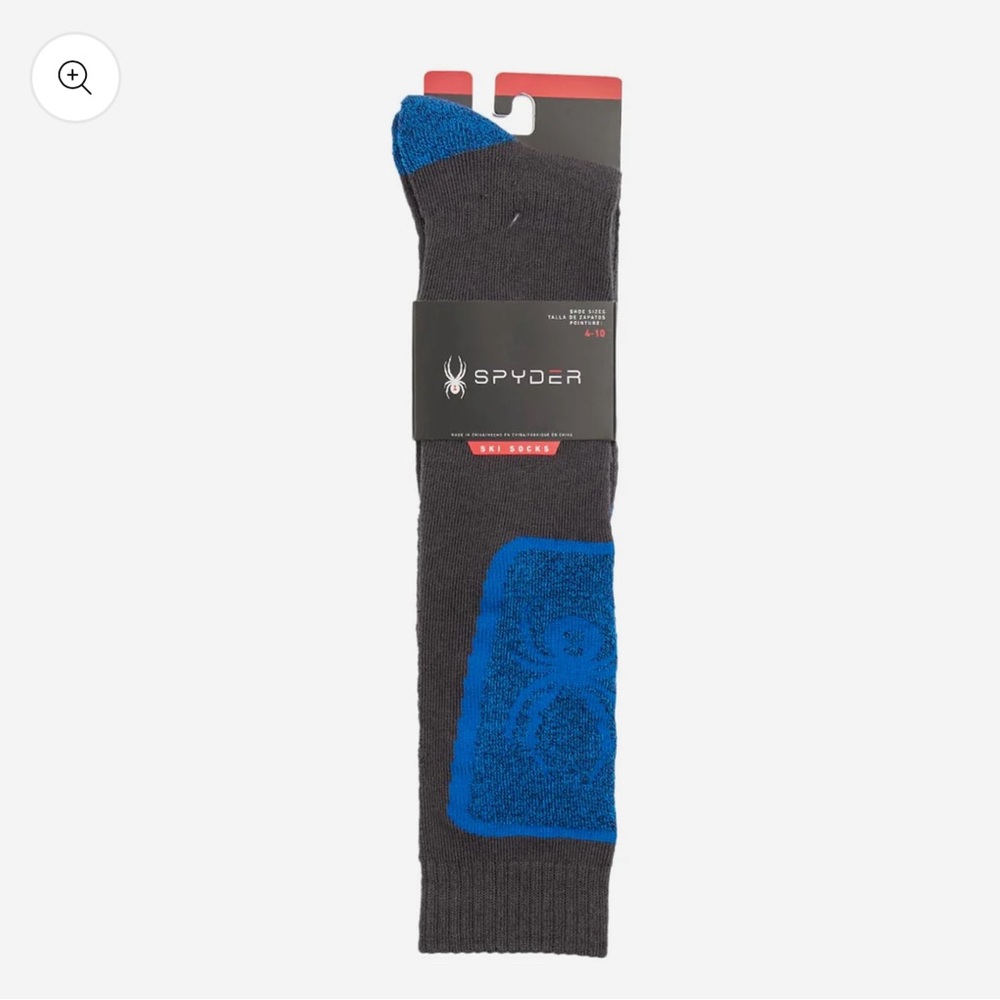 NWT Spyder Full Cushion Ski Socks Gray Blue Youth Boys Girls Shoe Size 4-10